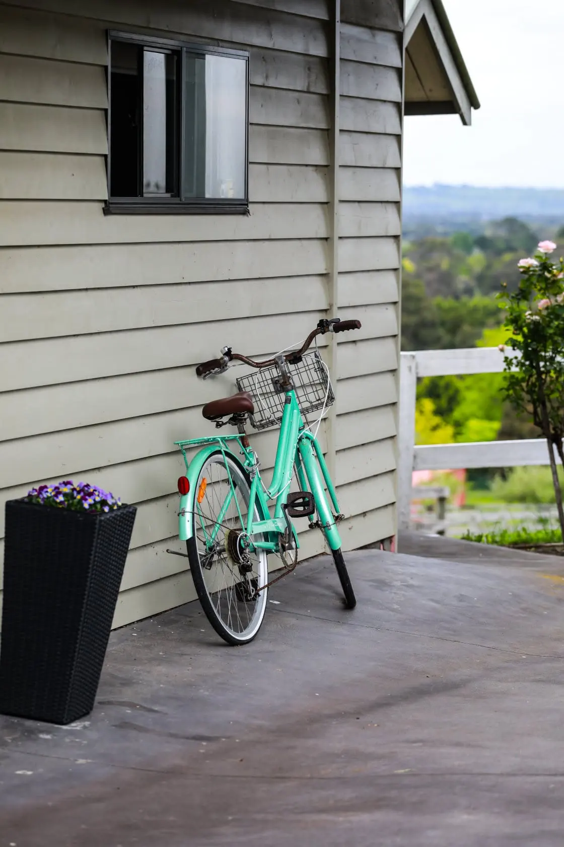 Bicycle on the porch, ready for exploring